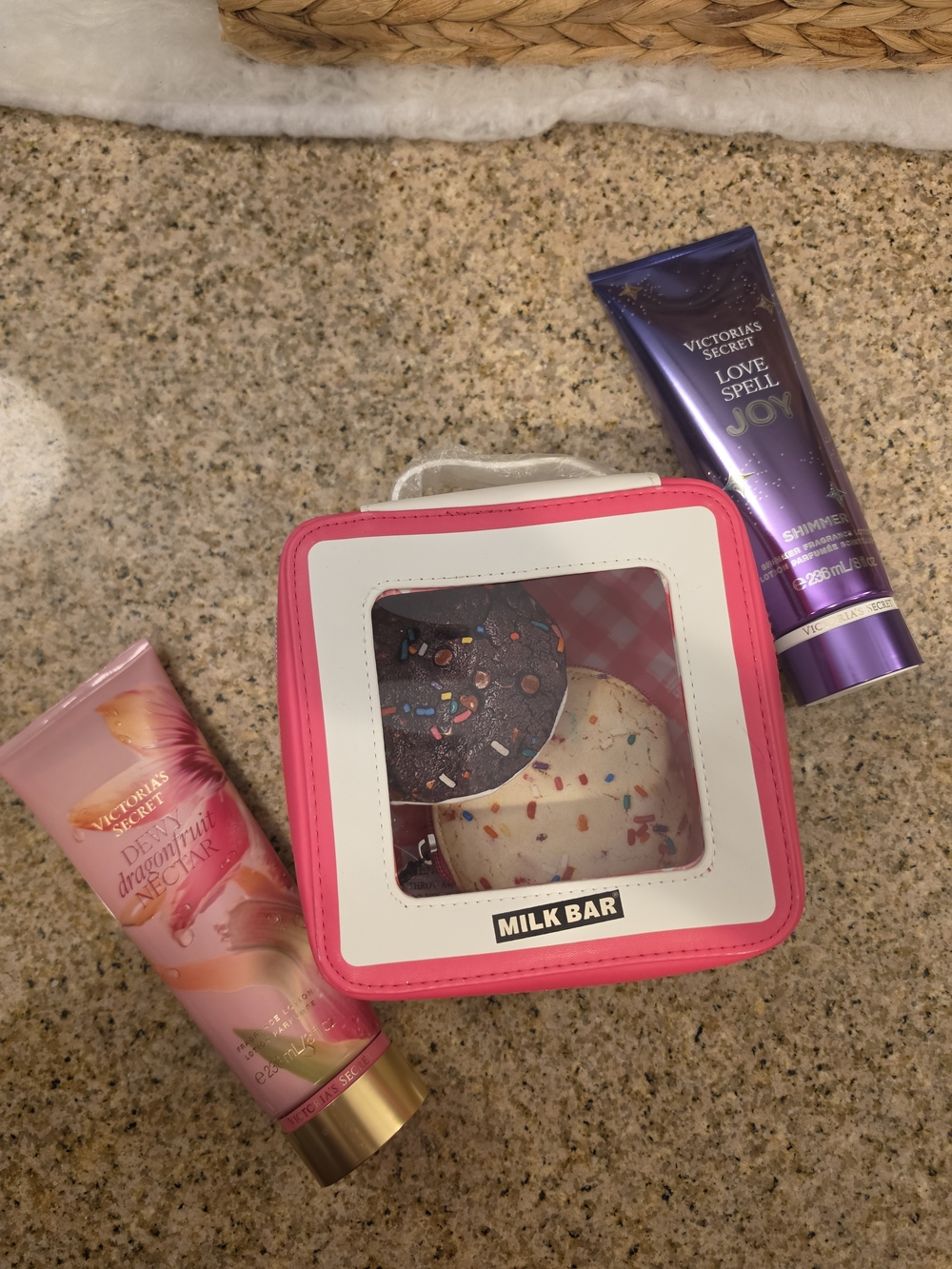 NWT Bath & Body Works lMilk Bar Cookie Box Pink Trim Unopened Lotions Sz 7.25"
